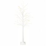 vidaXL Brezový vianočný stromček Biela 22 x 22 x 180 cm Plast 319 LED – Obrázok 2