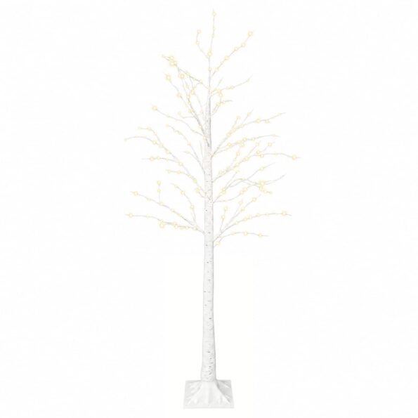 vidaXL Brezový vianočný stromček Biela 22 x 22 x 180 cm Plast 319 LED – Obrázok 2