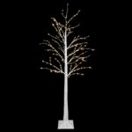 vidaXL Brezový vianočný stromček Biela 22 x 22 x 180 cm Plast 319 LED – Obrázok 4