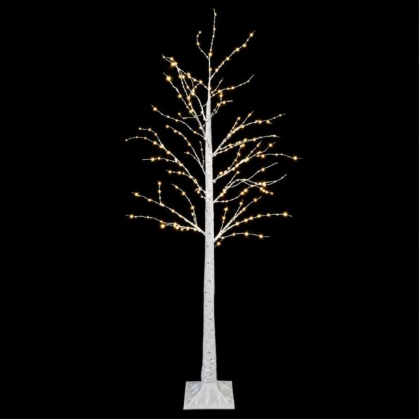 vidaXL Brezový vianočný stromček Biela 22 x 22 x 180 cm Plast 319 LED – Obrázok 4