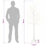 vidaXL Brezový vianočný stromček Biela 22 x 22 x 180 cm Plast 319 LED – Obrázok 7