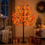 vidaXL LED javorový vianočný stromček Hnedá 120 cm Plast 48 LED