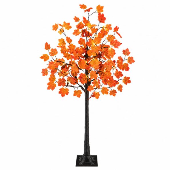 vidaXL LED javorový vianočný stromček Hnedá 120 cm Plast 48 LED – Obrázok 2