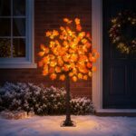 vidaXL LED javorový vianočný stromček Hnedá 120 cm Plast 48 LED – Obrázok 3