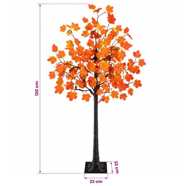 vidaXL LED javorový vianočný stromček Hnedá 120 cm Plast 48 LED – Obrázok 7