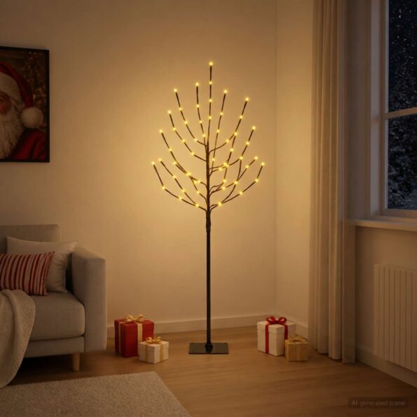 vidaXL LED vianočný stromček Čierna 120 cm Oceľ 100 LED – Obrázok 3