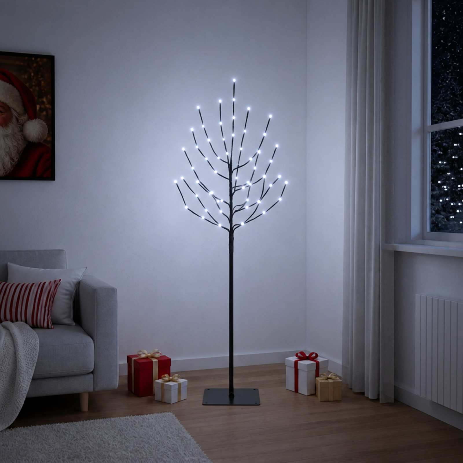 42055374_1.jpg vidaXL LED vianočný stromček Čierna 120 cm Oceľ 100 LED – Obrázok 1