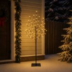 vidaXL LED vianočný stromček Čierna 18 x 18 x 150 cm Oceľ 140 LED