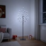 vidaXL LED vianočný stromček Čierna 150 cm Oceľ 140 LED