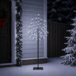 vidaXL LED vianočný stromček Čierna 150 cm Oceľ 140 LED – Obrázok 3