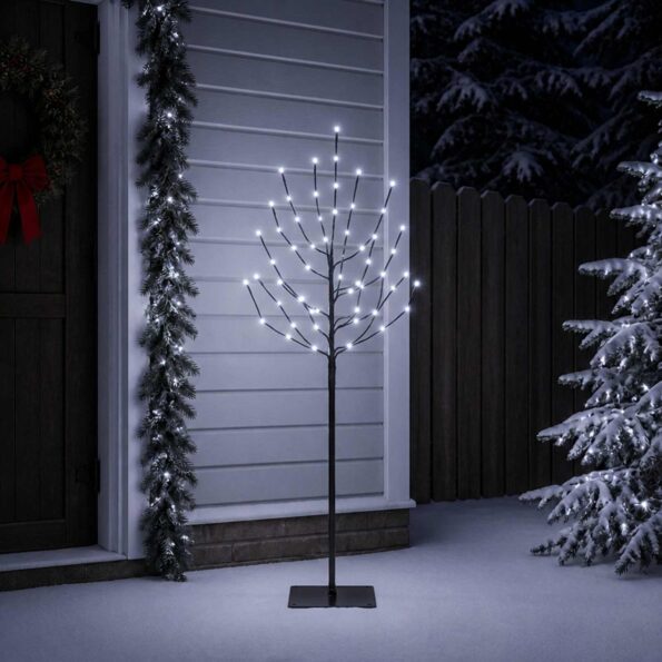 vidaXL LED vianočný stromček Čierna 150 cm Oceľ 140 LED – Obrázok 3