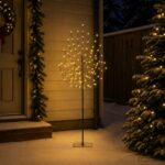 vidaXL LED vianočný stromček Čierna 20 x 20 x 180 cm Oceľ 160 LED