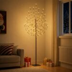 vidaXL LED vianočný stromček Čierna 20 x 20 x 180 cm Oceľ 160 LED – Obrázok 3