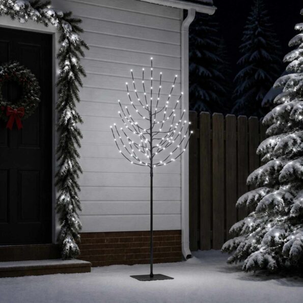 vidaXL LED vianočný stromček Čierna 20 x 20 x 180 cm Oceľ 160 LED – Obrázok 3