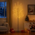 vidaXL LED vianočný stromček Čierna 47 x 210 cm Oceľ 180 LED