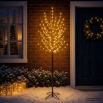 vidaXL LED vianočný stromček Čierna 47 x 210 cm Oceľ 180 LED – Obrázok 3