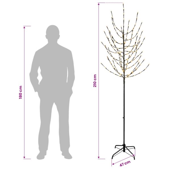 vidaXL LED vianočný stromček Čierna 47 x 210 cm Oceľ 180 LED – Obrázok 7