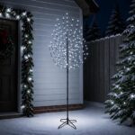 vidaXL LED vianočný stromček Čierna 210 cm Oceľ 180 LED – Obrázok 3