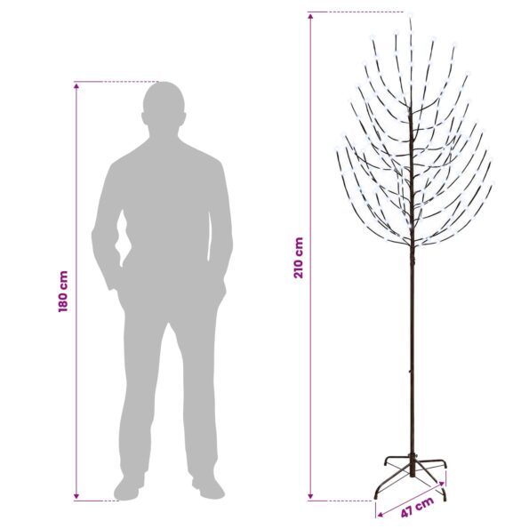 vidaXL LED vianočný stromček Čierna 210 cm Oceľ 180 LED – Obrázok 7