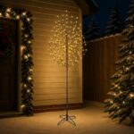 vidaXL LED vianočný stromček Čierna 47 x 240 cm Oceľ 220 LED – Obrázok 3