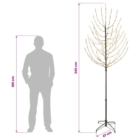 vidaXL LED vianočný stromček Čierna 47 x 240 cm Oceľ 220 LED – Obrázok 7