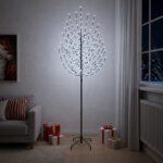 vidaXL LED vianočný stromček Čierna 240 cm Oceľ 220 LED