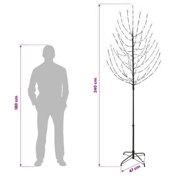 vidaXL LED vianočný stromček Čierna 240 cm Oceľ 220 LED – Obrázok 7