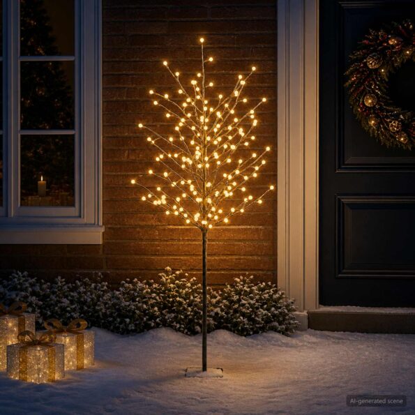 vidaXL LED vianočný stromček Čierna 18 x 18 x 150 cm Oceľ 185 LED – Obrázok 3