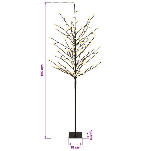 vidaXL LED vianočný stromček Čierna 18 x 18 x 150 cm Oceľ 185 LED – Obrázok 7