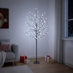 vidaXL LED vianočný stromček Čierna 150 cm Oceľ 185 LED