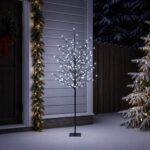 vidaXL LED vianočný stromček Čierna 150 cm Oceľ 185 LED – Obrázok 3