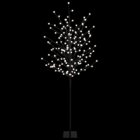 vidaXL LED vianočný stromček Čierna 150 cm Oceľ 185 LED – Obrázok 4