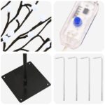 vidaXL LED vianočný stromček Čierna 150 cm Oceľ 185 LED – Obrázok 5