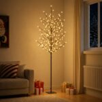vidaXL LED vianočný stromček Čierna 180 cm Oceľ 220 LED