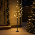 vidaXL LED vianočný stromček Čierna 180 cm Oceľ 220 LED – Obrázok 3