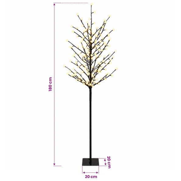 vidaXL LED vianočný stromček Čierna 180 cm Oceľ 220 LED – Obrázok 7