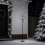 vidaXL LED vianočný stromček Čierna 180 cm Oceľ 220 LED – Obrázok 3