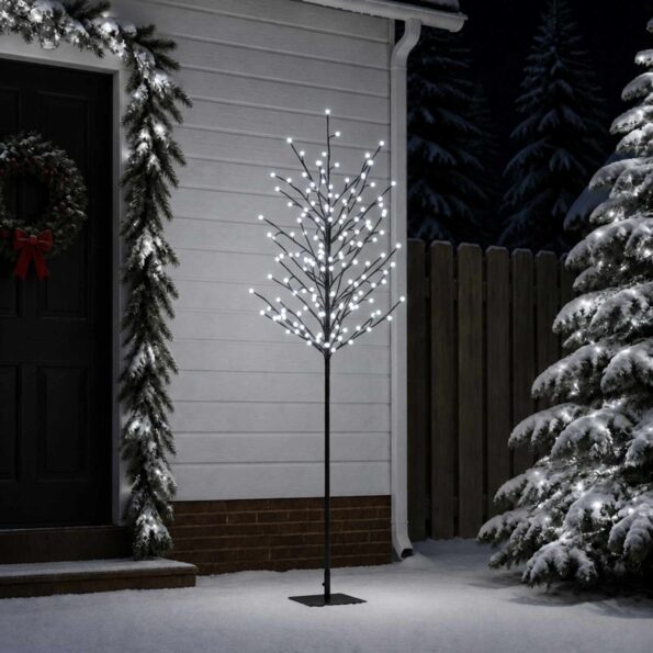 vidaXL LED vianočný stromček Čierna 180 cm Oceľ 220 LED – Obrázok 3