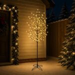 vidaXL LED vianočný stromček Čierna 210 cm Oceľ 250 LED – Obrázok 3