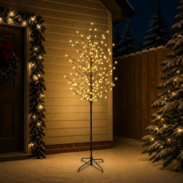 vidaXL LED vianočný stromček Čierna 210 cm Oceľ 250 LED – Obrázok 3