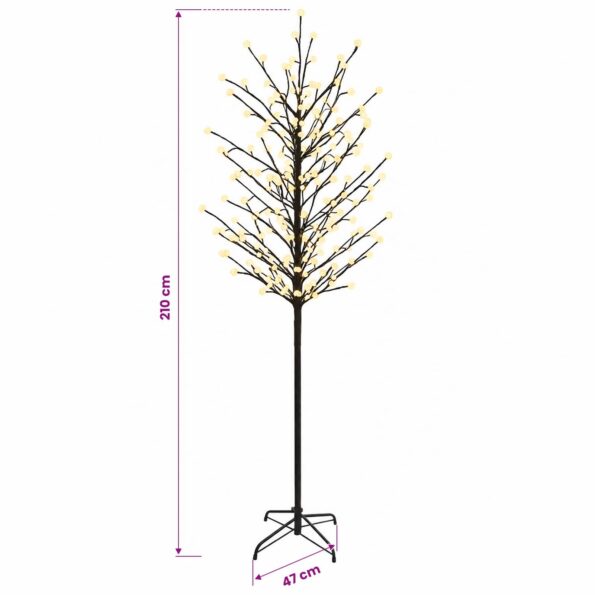 vidaXL LED vianočný stromček Čierna 210 cm Oceľ 250 LED – Obrázok 7