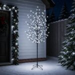 vidaXL LED vianočný stromček Čierna 47 x 210 cm Oceľ 250 LED