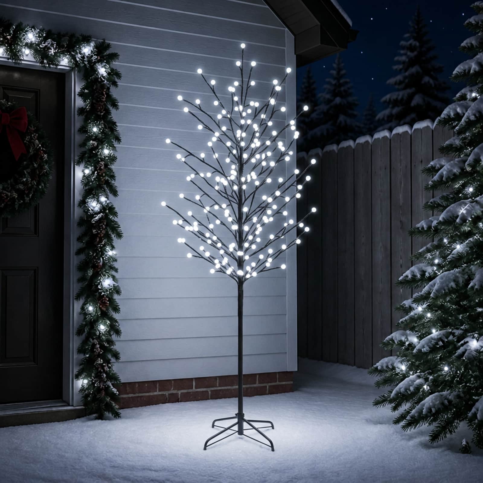42055390_1.jpg vidaXL LED vianočný stromček Čierna 47 x 210 cm Oceľ 250 LED – Obrázok 1