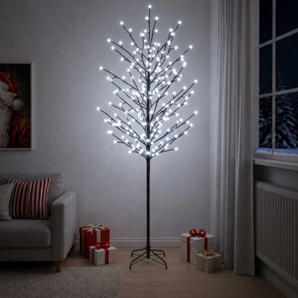 vidaXL LED vianočný stromček Čierna 47 x 210 cm Oceľ 250 LED – Obrázok 3