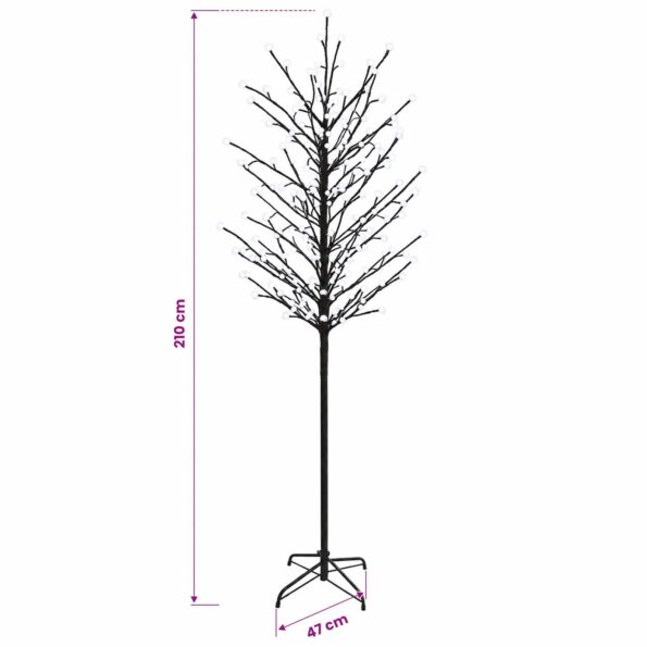 vidaXL LED vianočný stromček Čierna 47 x 210 cm Oceľ 250 LED – Obrázok 7