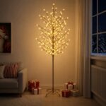 vidaXL LED vianočný stromček Čierna 240 cm Oceľ 280 LED