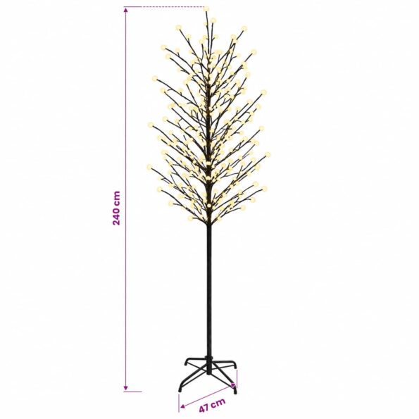vidaXL LED vianočný stromček Čierna 240 cm Oceľ 280 LED – Obrázok 7