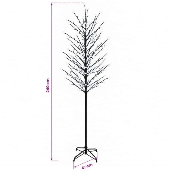 vidaXL LED vianočný stromček Čierna 240 cm Oceľ 280 LED – Obrázok 7