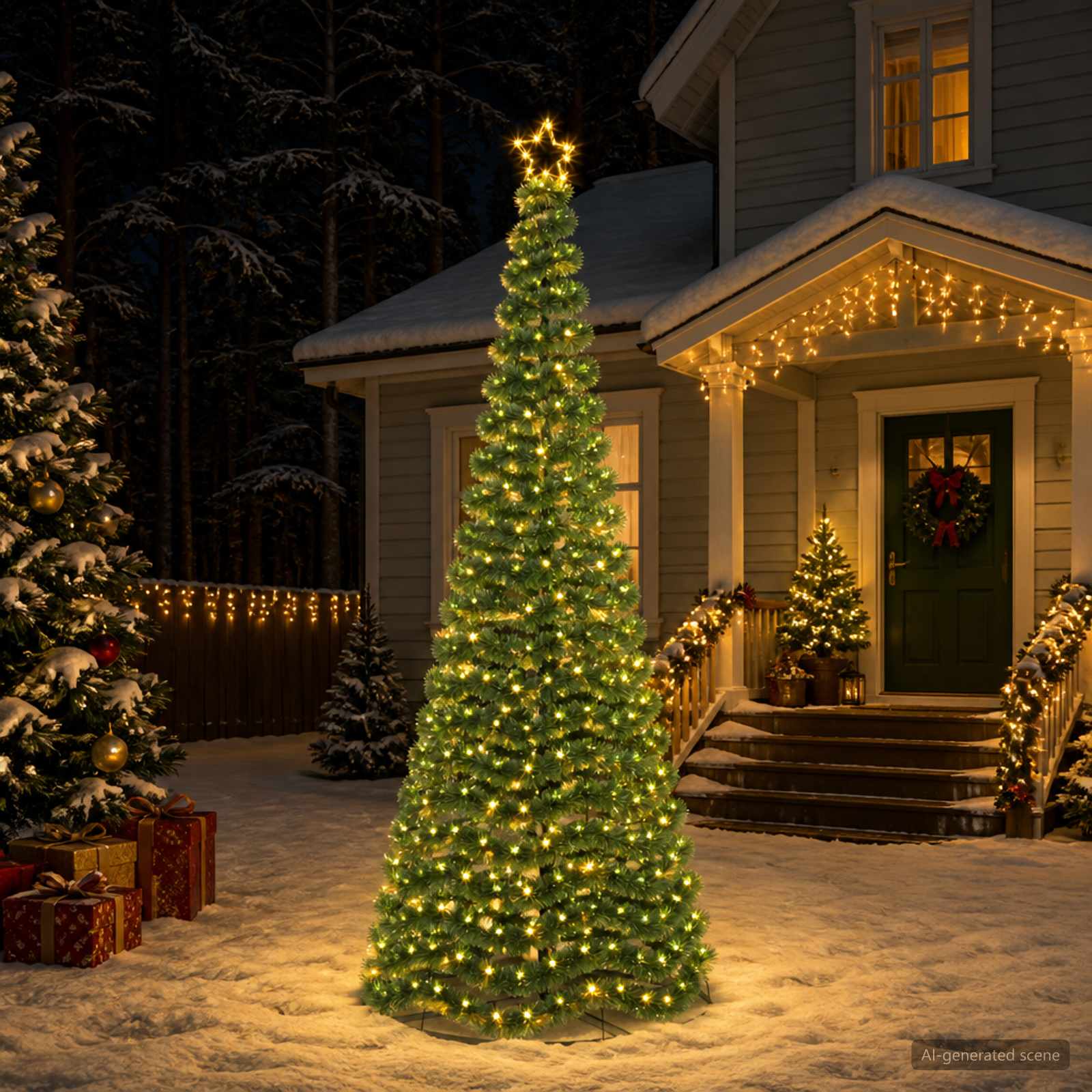 42055409_1.jpg vidaXL Trblietavý LED vianočný stromček s podstavcom EKENAS 250 cm – Obrázok 1