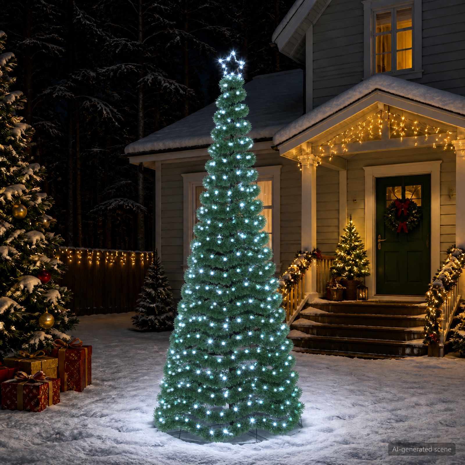 42055410_1.jpg vidaXL Trblietavý LED vianočný stromček s podstavcom EKENAS 250 cm – Obrázok 1